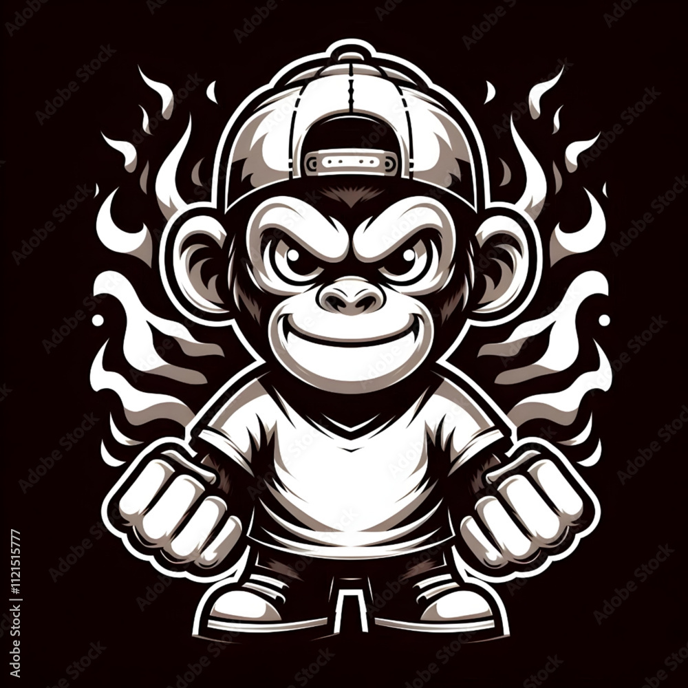 Fototapeta premium monkey with fire background