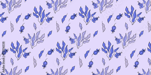 Seamless vector pattern, twigs and leaves, for bed linen, wallpaper and textureeb