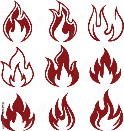 Fire Collection Vector trace red an white