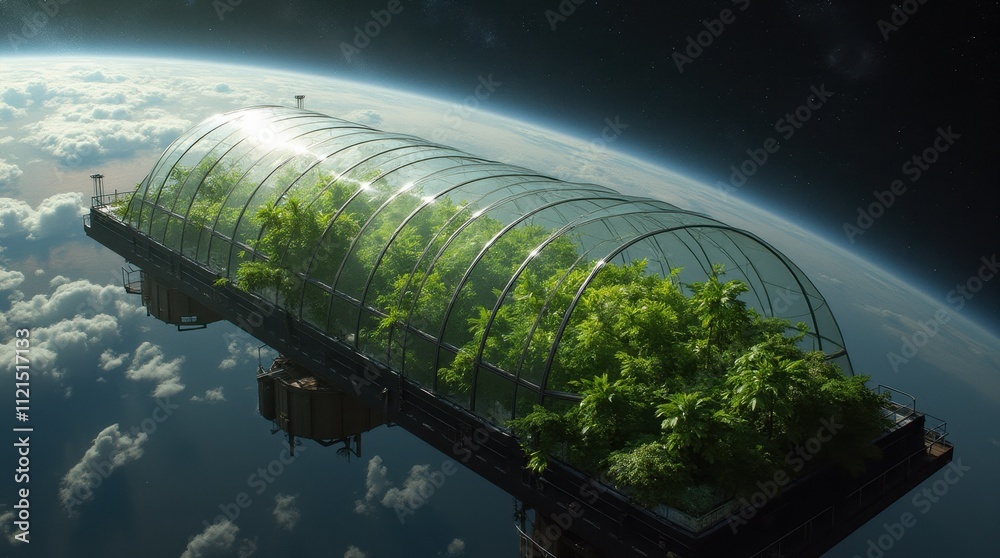 Fototapeta premium Orbital Greenhouse for Space Colonies