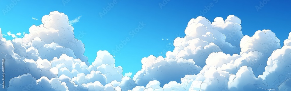 Seamless Pattern of White Clouds on Blue Sky Seamless Pattern of White Clouds on Blue Sky