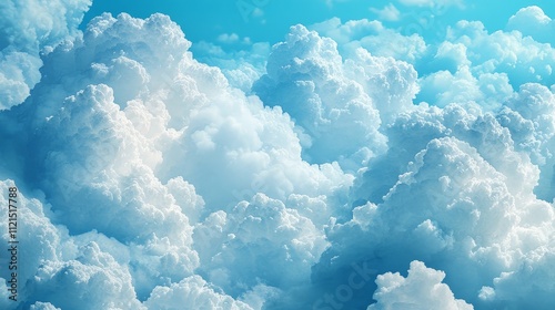 Seamless Pattern of White Clouds on Blue Sky