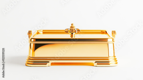 A luxurious gold weighing scale isolated on a clean white background, emphasizing its elegance and precision photo