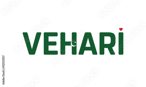 I Love Vehari, Typographic Design of I Love Vehari with a flag of PAKISTAN on a white background, Vehari city of PAKISTAN with heart, Vehari, I love Pakistan photo