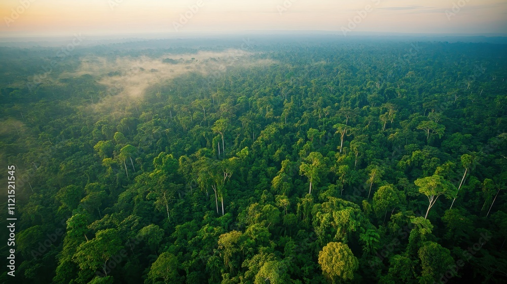 Fototapeta premium Captivating aerial view of amazon rainforest's biodiversity and natural environment