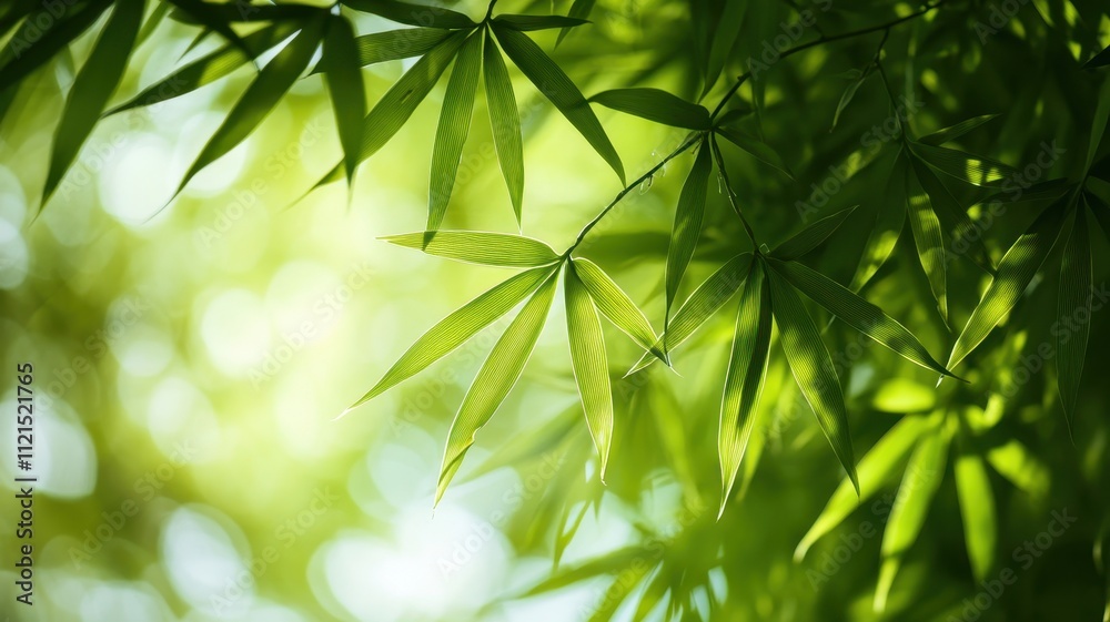 Closeup of bright green bamboo leaves in nature outdoor environment plant photography tranquil viewpoint