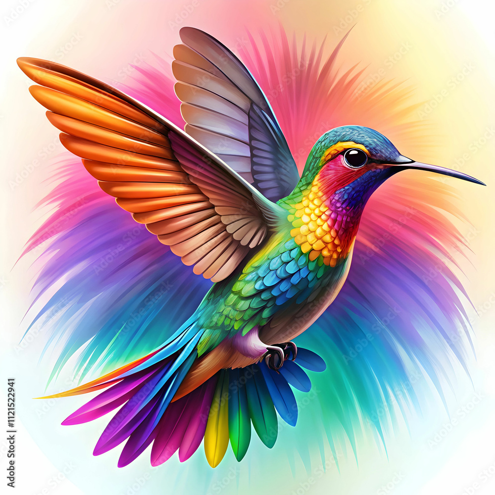 Obraz premium colorful hummingbird in flight a vibrant vector il