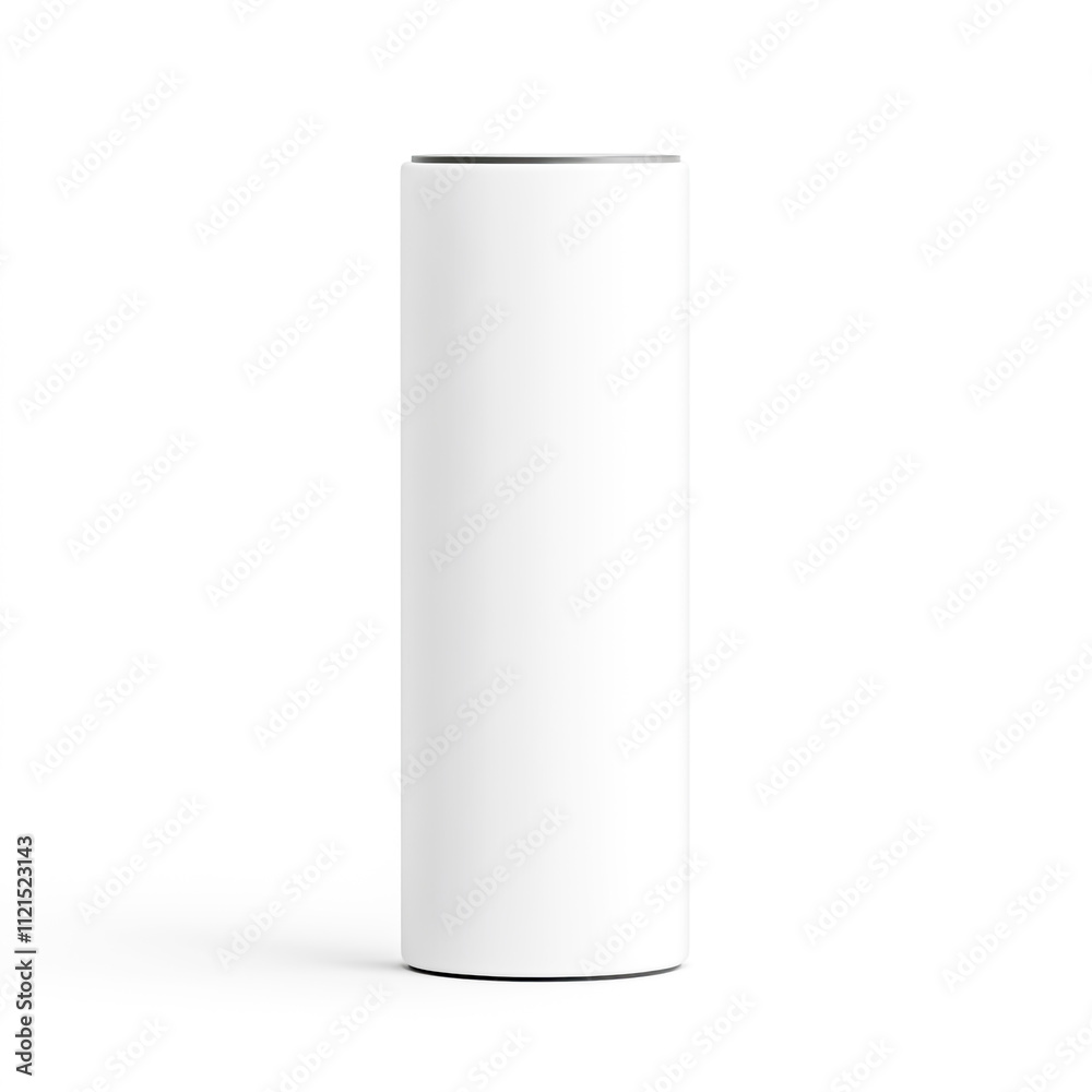 White tube container with minimalist design isolated on white background White tube container with minimalist design isolated on white background