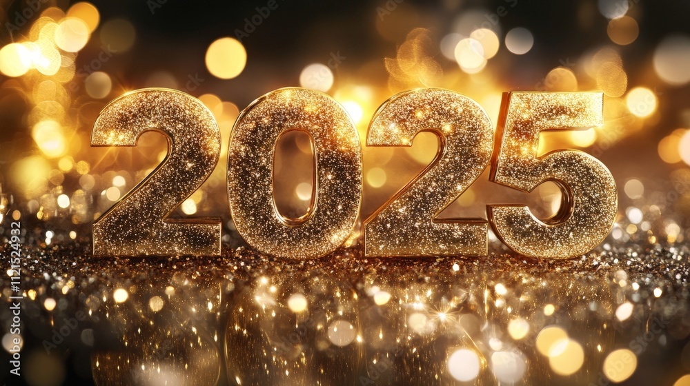 Stunning 2025 New Year design with golden sparkles Stunning 2025 New Year design with golden sparkles