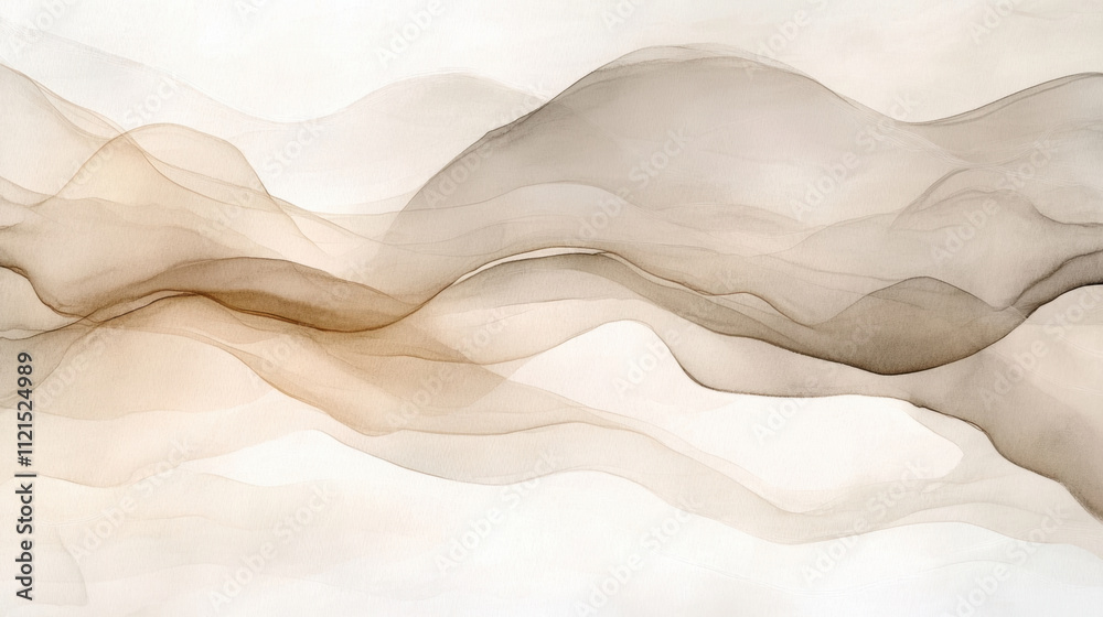Fototapeta premium Plain watercolor background of large washes in neutral colors for graphic design or wallpaper.