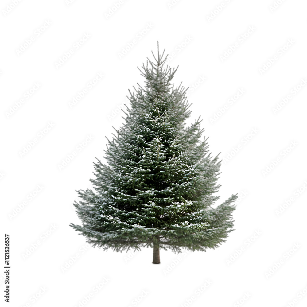 Fototapeta premium A minimalist background with a single Christmas tree, isolated on transparent background