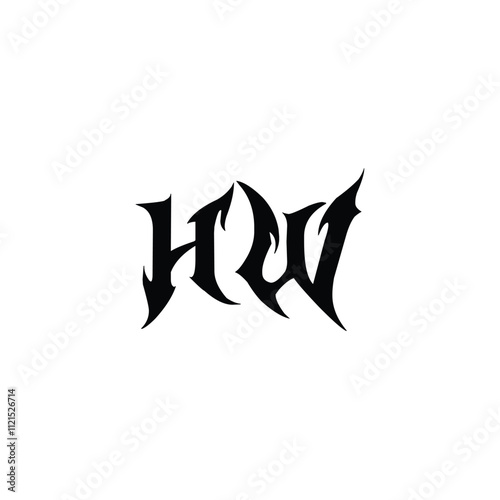 HW monogram logo design letter text name symbol monochrome logotype alphabet character simple logo