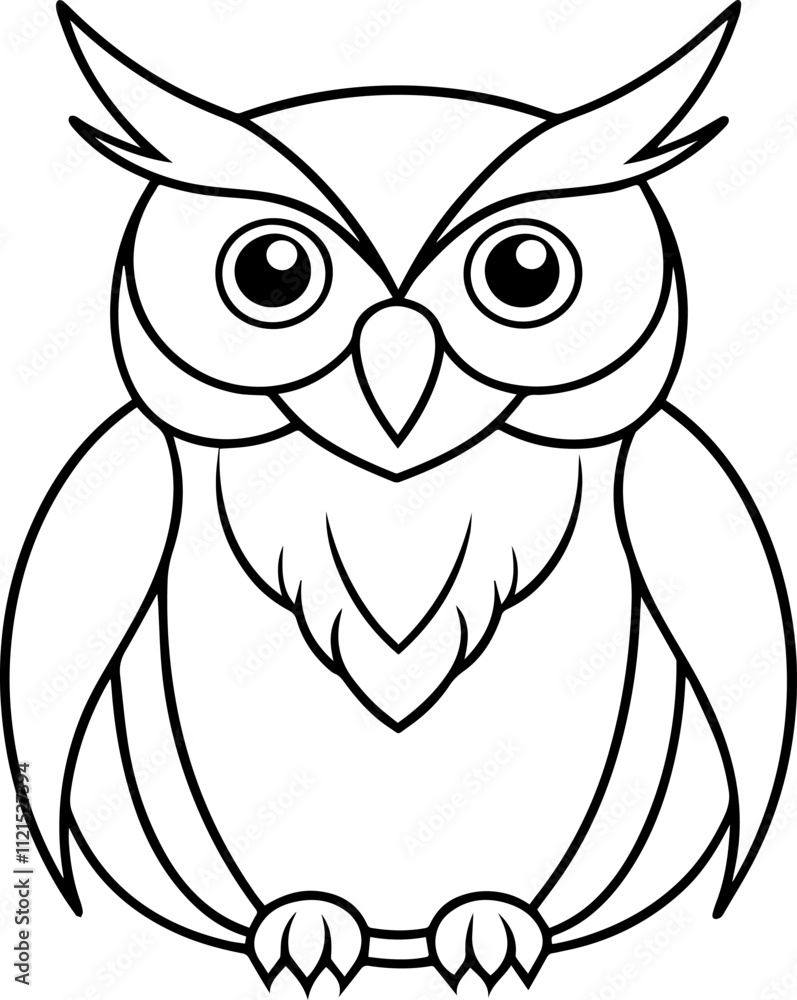 owl line art vector illustration