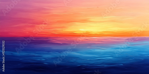 A vibrant gradient resembling a sunrise horizon, blending warm tones of orange, pink, and purple into cool blues.