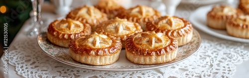 Traditional mince pies with star tops on a platter