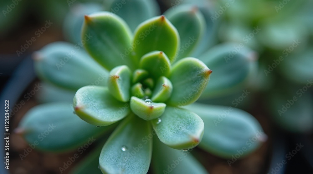Fototapeta premium Macro Photography of Succulent with Water Droplets