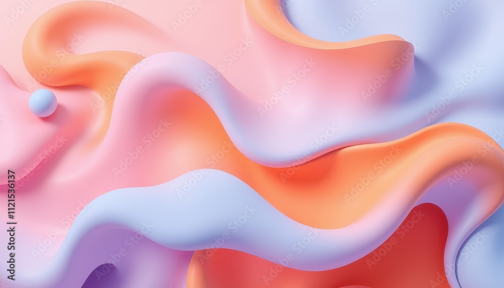 Abstract Pastel Waves and Sphere Design Abstract Pastel Waves and Sphere Design
