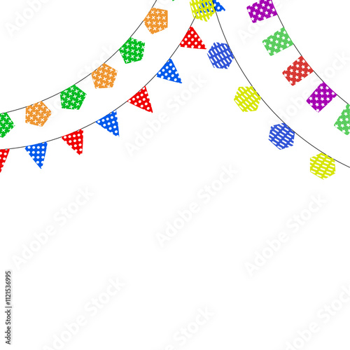 Colored banner pennants banner decoration banner for event holiday, vector of festival greeting card, invitation poster, birthday design banner illustration