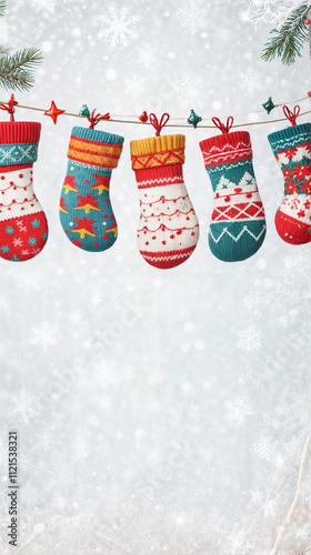 カラフルなクリスマス靴下(縦) Colorful Christmas Socks  Generative AI
