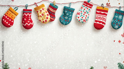 カラフルなクリスマス靴下(横) Colorful Christmas Socks  Generative AI