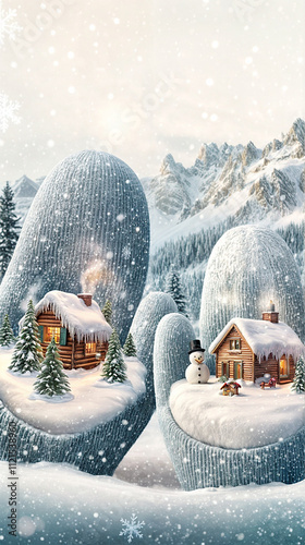 雪景色(縦) snowscape  Generative AI