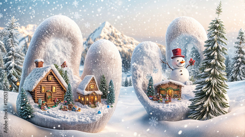 雪景色(横) snowscape  Generative AI