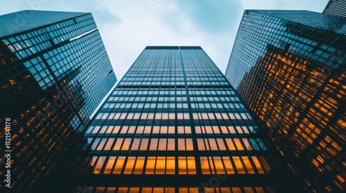 Wallpaper Mural Urban Skyline: A Low Angle View of Three Modern Skyscrapers Torontodigital.ca