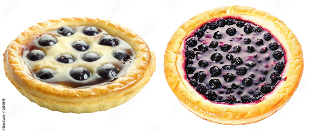 Delicious blueberry mini pies isolated with transparent background Delicious blueberry mini pies isolated with transparent background