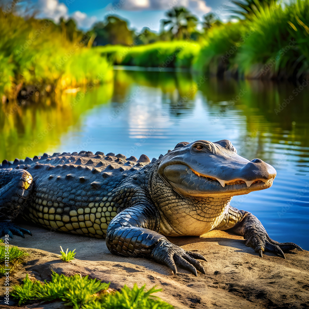 Obraz premium aligator near a river