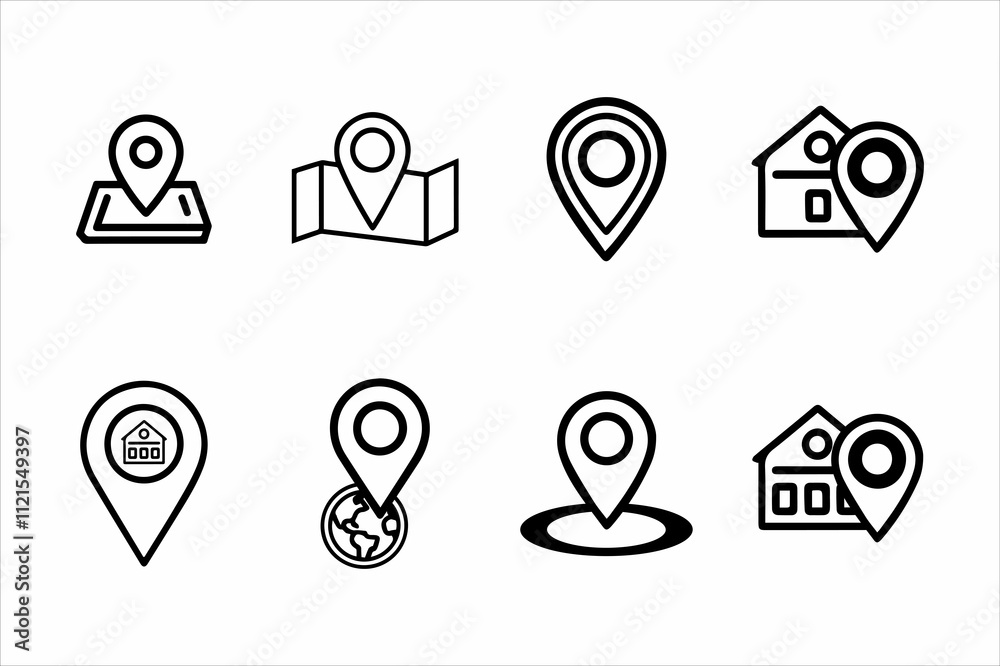 Set Of Address place icon symbol. Location icon collection. Vector Illustration Set Of Address place icon symbol. Location icon collection. Vector Illustration