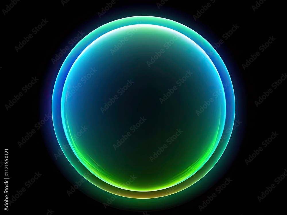 Generative AI Art: Blue Green Circle Abstract Panoramic Black Background Generative AI Art: Blue Green Circle Abstract Panoramic Black Background