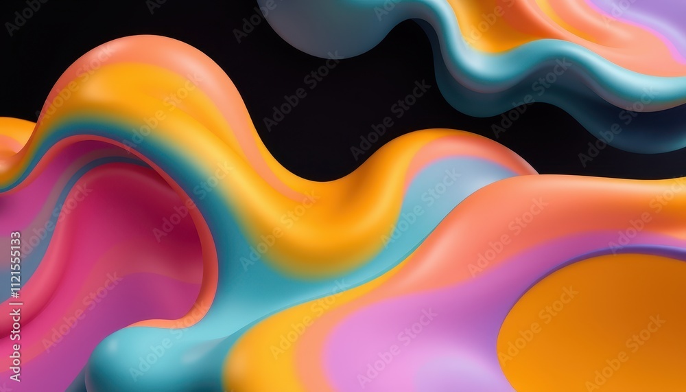 Abstract Colorful Wavy Fluid Shapes Design
