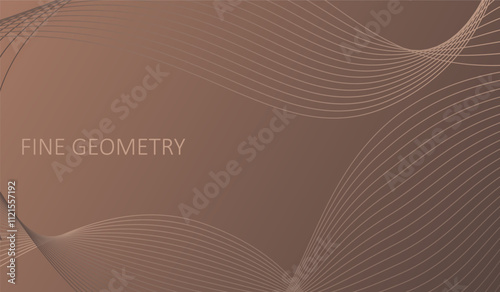 Mocha mousse wide abstract vector background with line dynamic wave. Vector illustration