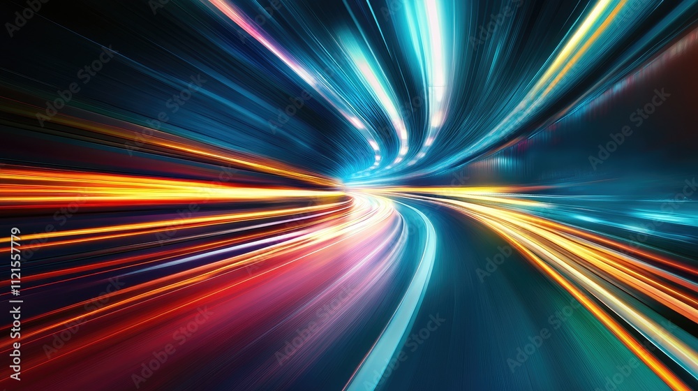 A futuristic cityscape illuminated by streaks of light moving rapidly through the streets, creating a high-tech, dynamic atmosphere A futuristic cityscape illuminated by streaks of light moving rapidly through the streets, creating a high-tech, dynamic atmosphere