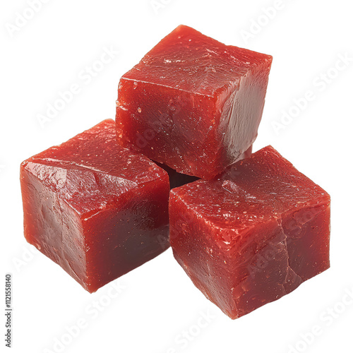 Delicious Red Quince Paste Cubes Sweet Treat Food Photography on transparent background