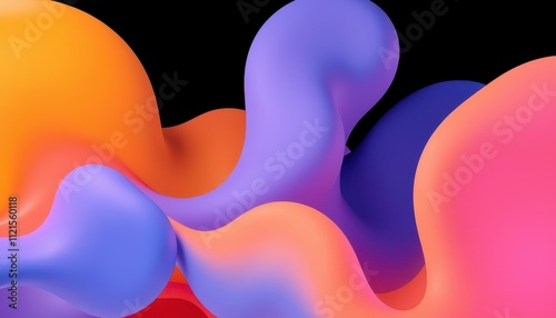 Abstract Colorful Fluid Shapes Flowing Design