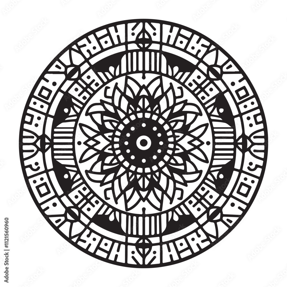minimalist mandala with a central circular motif minimalist mandala with a central circular motif