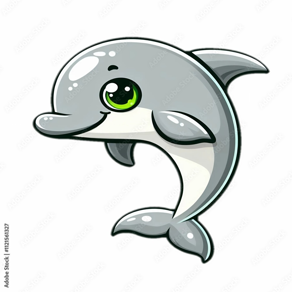 Fototapeta premium Illustration of an adorable dolphin in cartoon style.