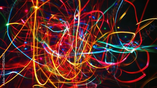 A long-exposure shot of colorful light trails converging toward a single point, symbolizing acceleration to the speed of light