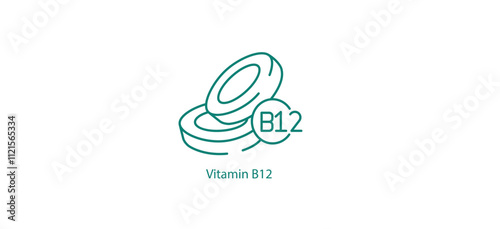 Vitamin B12 Icon: Vitamin B12 Vector Icon - Vital Nutrient for Energy and Nervous System Health