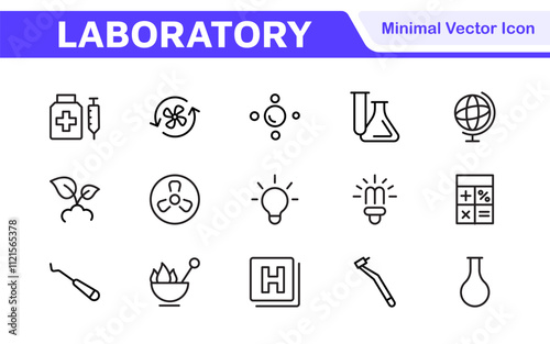 Laboratory Icon Set. A meticulously designed collection of icons for scientific research, experimentation, and research presentations to convey professionalism and innovation.