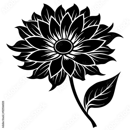 Rose vector art design. black and white flower isolated.