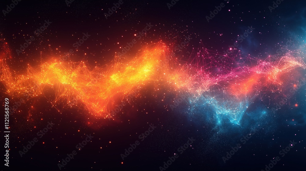 Fototapeta premium A colorful, glowing line of stars in the sky
