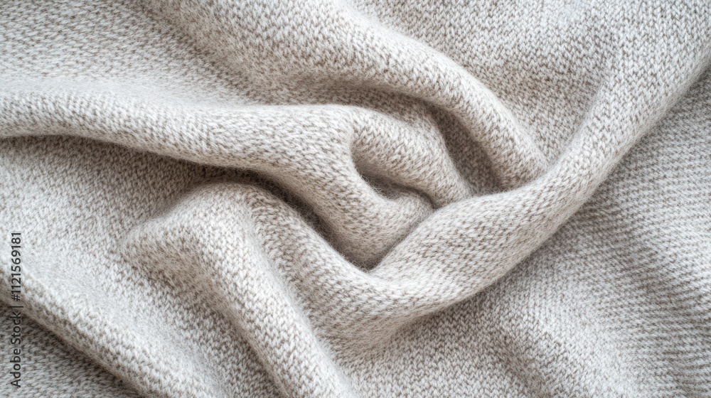 Textured gray knitted fabric draped softly on a surface inviting warmth and comfort for cozy moments Textured gray knitted fabric draped softly on a surface inviting warmth and comfort for cozy moments