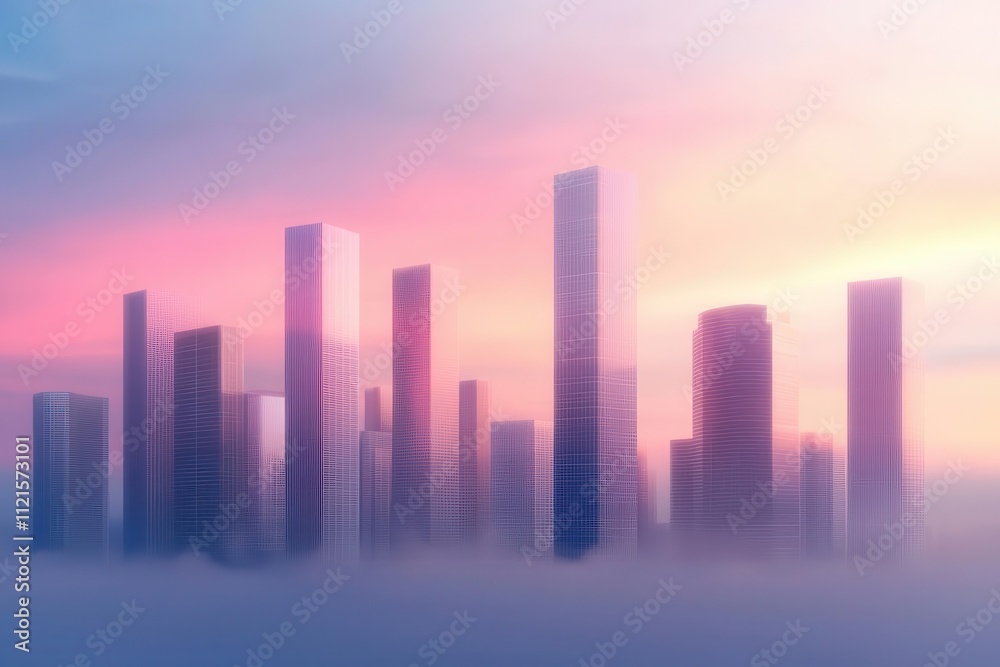 A futuristic cityscape with fintech startups as architectural symbols, financial technology innovation