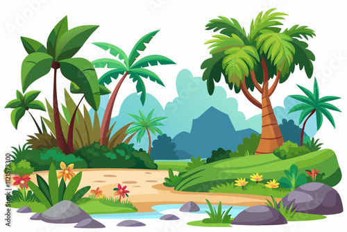 tropical island with palm trees