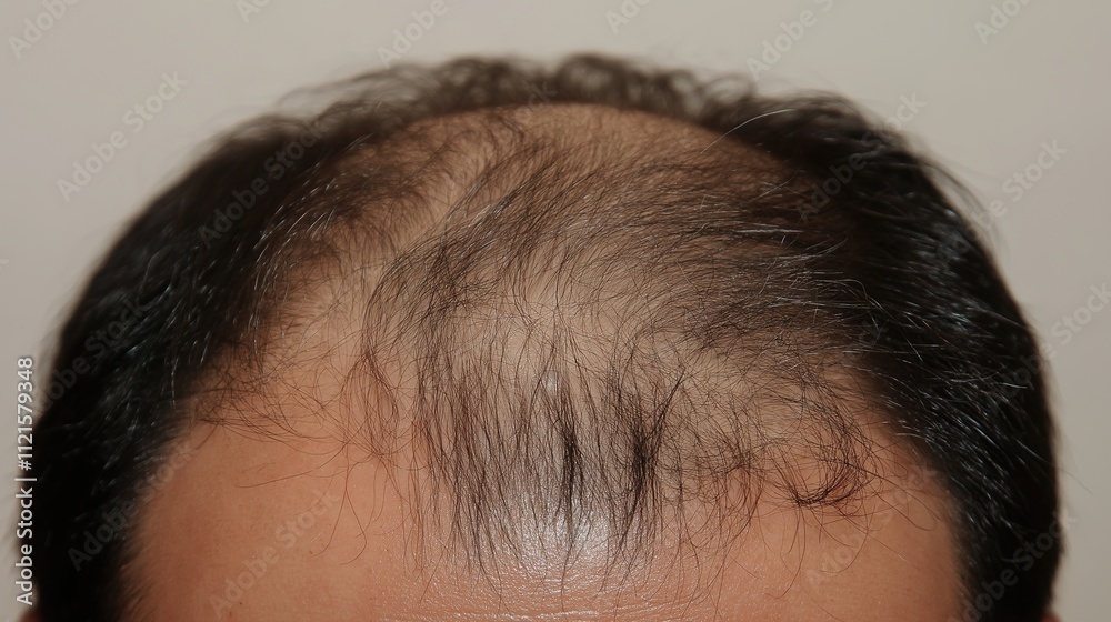 Person examining thinning hair in mirror, reflecting on aging and self-care. Embracing natural changes and prioritizing health and well-being. Person examining thinning hair in mirror, reflecting on aging and self-care. Embracing natural changes and prioritizing health and well-being.