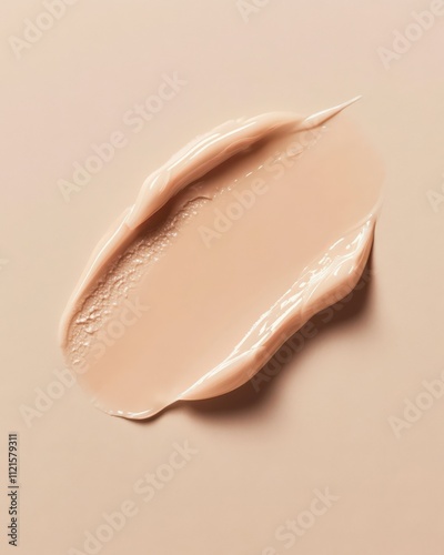 Smooth application of skin tone foundation on a neutral background highlighting its creamy texture and blendability