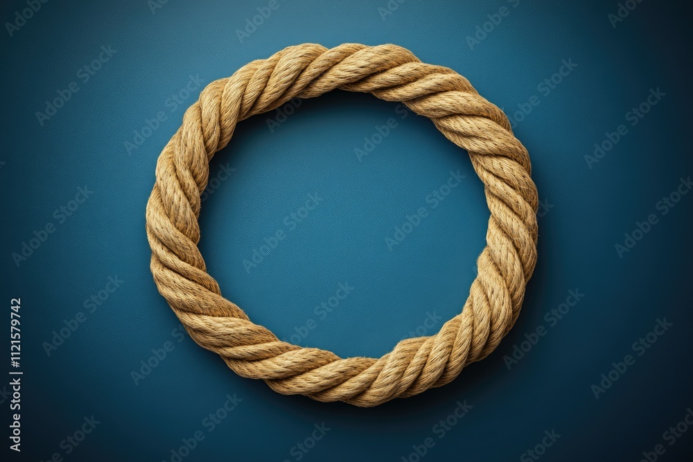 Clear Pixel Picture of Beige Cotton Rope Round Frame and a Knot, High Detail, 8K Clear Pixel Picture of Beige Cotton Rope Round Frame and a Knot, High Detail, 8K