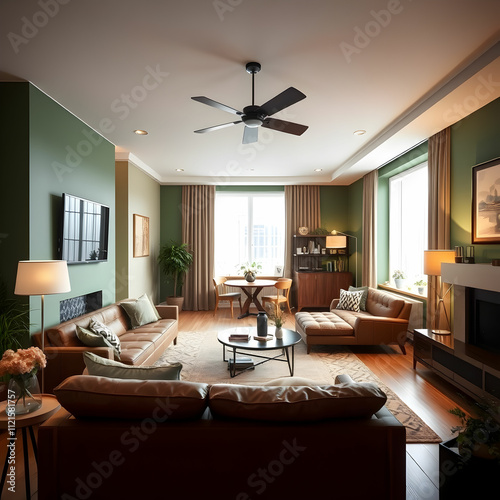 Modern vintage interior of living room designgreen room photo